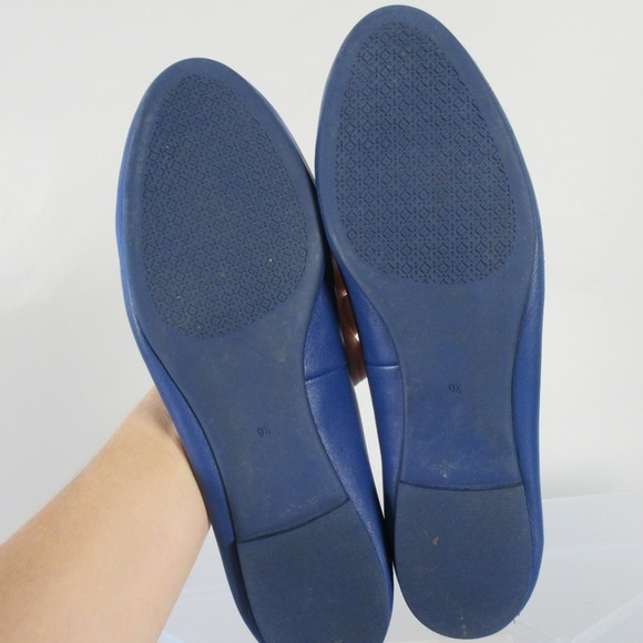 Tory Burch Ballet Flats Women 9.5 Blue Leather Logo Medallion Designer Chic 386 - Picture 12 of 14